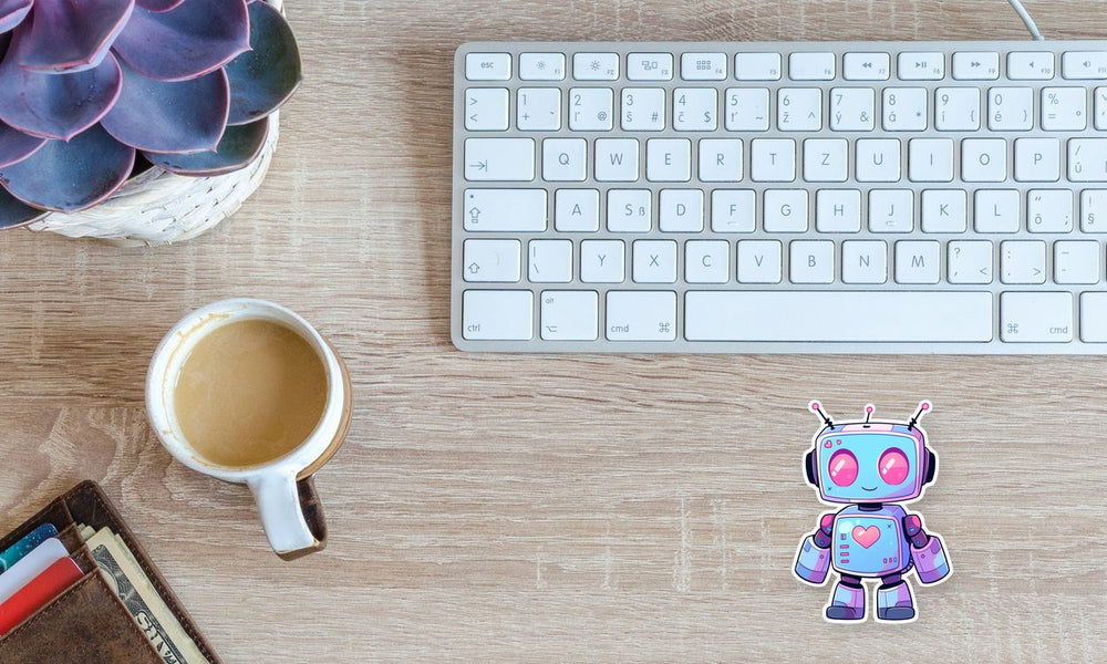 Cute Robot with Heart on Chest Sticker