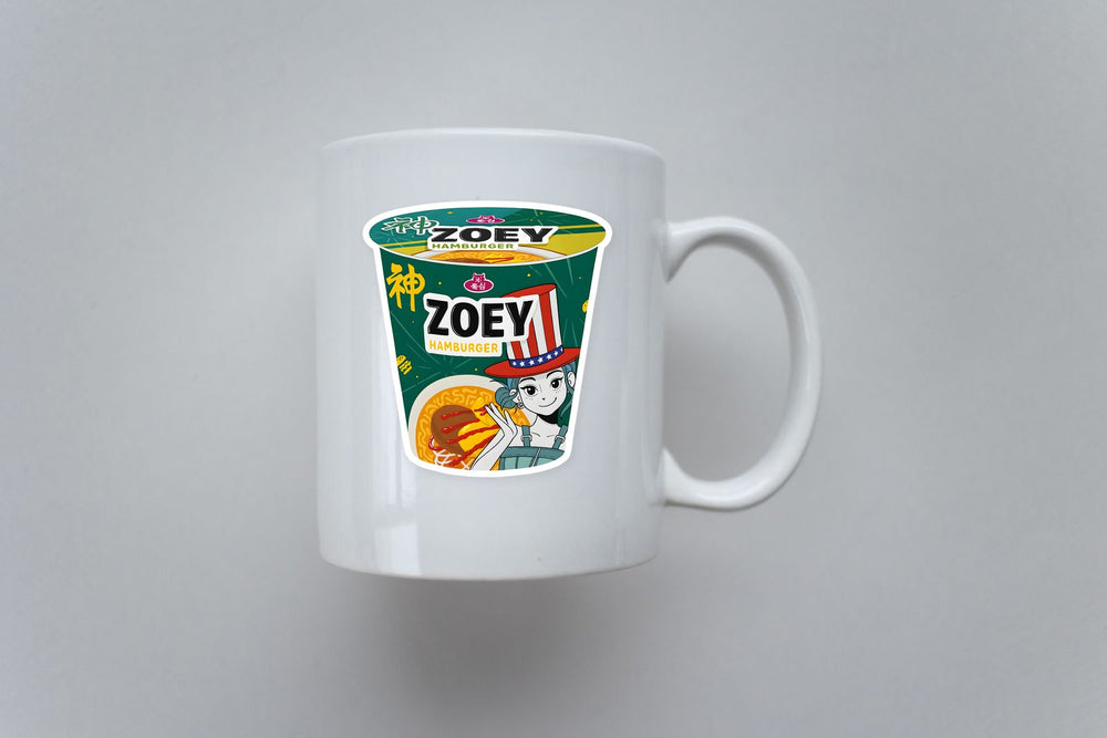 Zoey Hamburger Ramen Cup K-Pop Demon Hunters Sticker