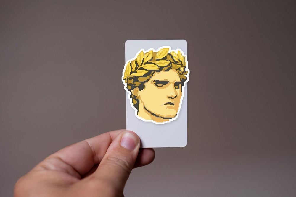 Pixel Roman Statue Laurel Crown Sticker