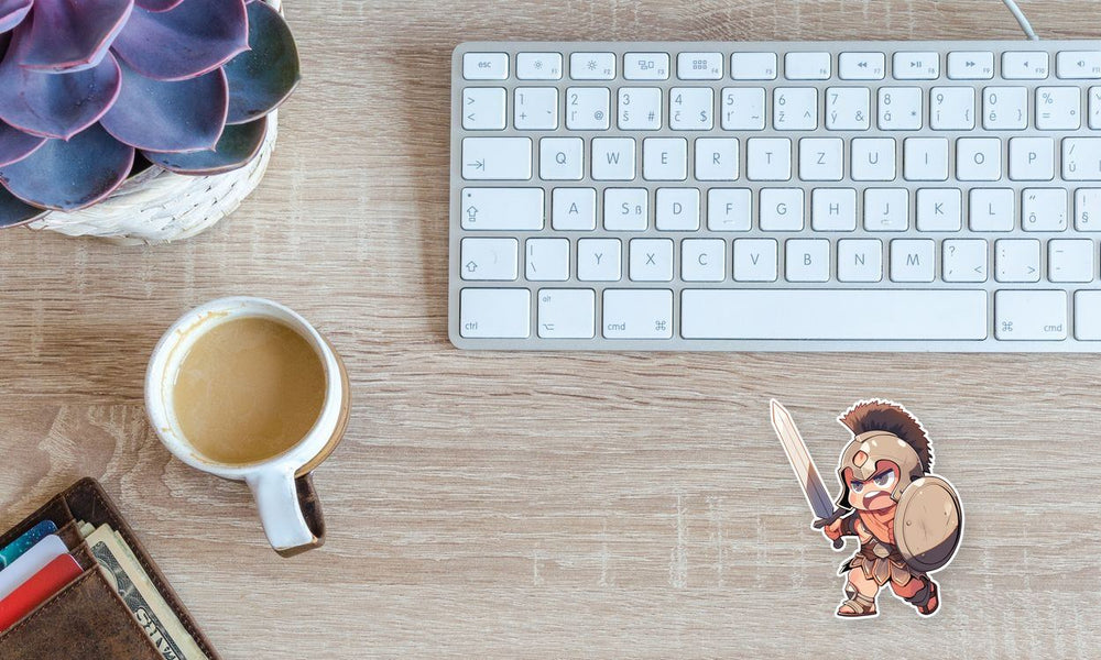 Child Gladiator Running into Battle Sticker