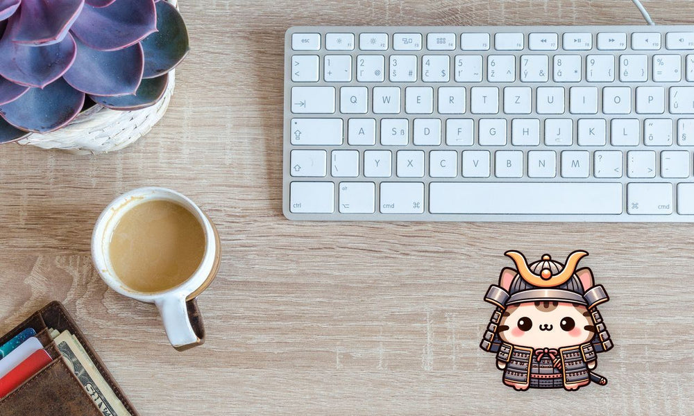 Cute Samurai Cat Sticker