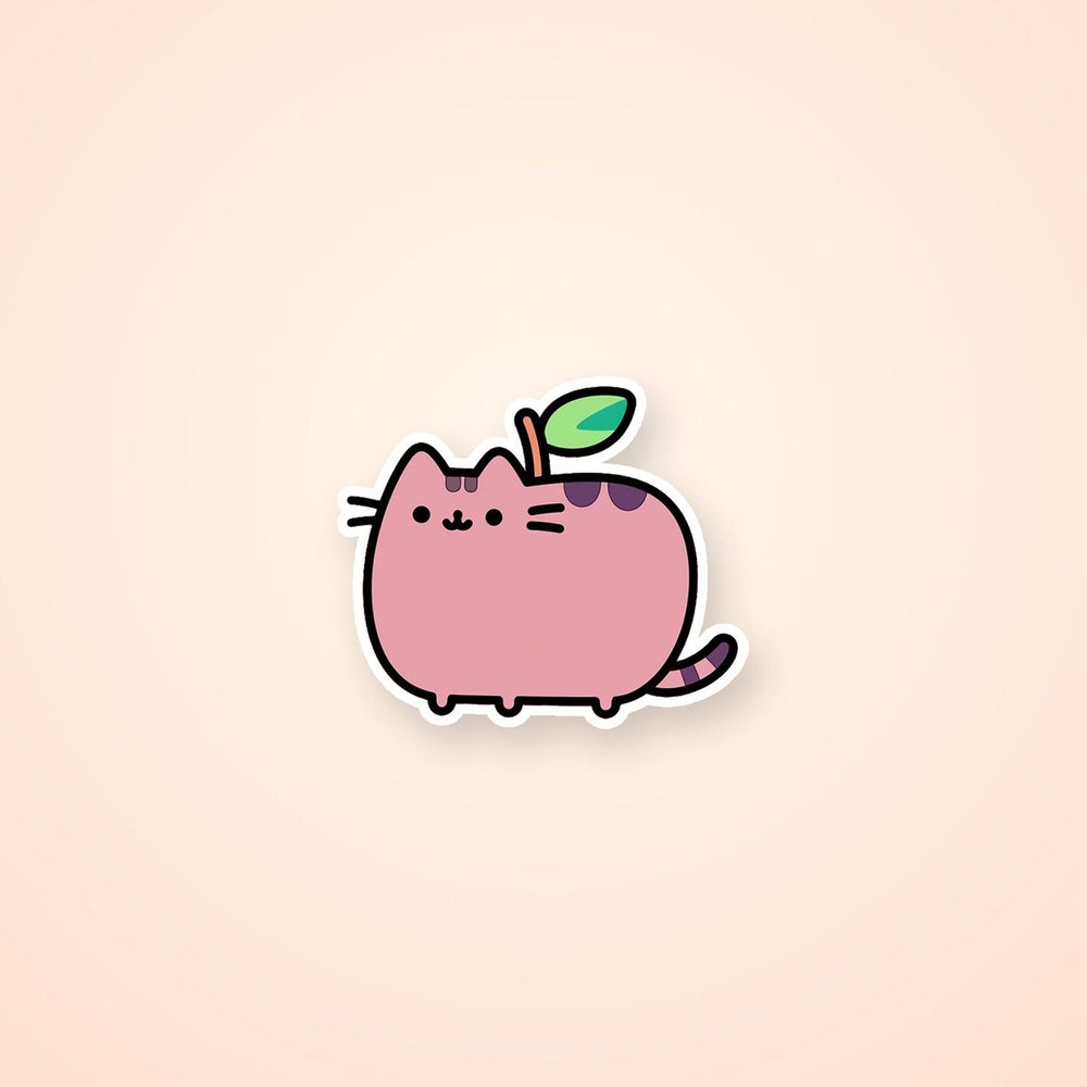 Cute Pink Pusheen Apple Cat Sticker