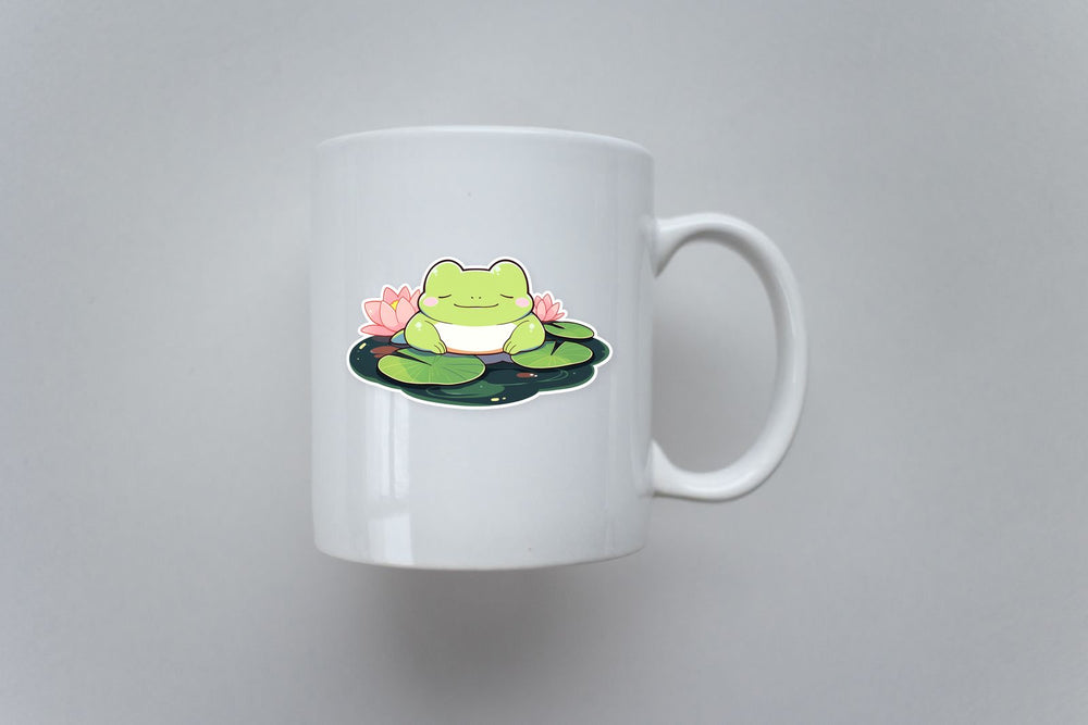 Cute Frog Sitting on Lily Pads Sticker