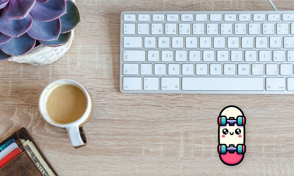 Cute Skateboard Kawaii Face Sticker