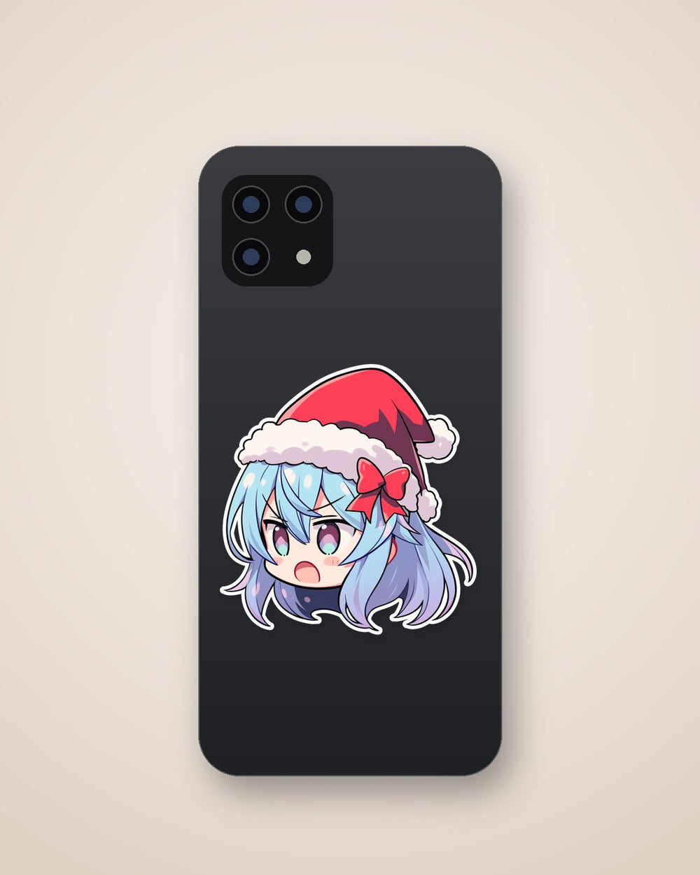 Cute Anime Girl with Santa Hat Sticker
