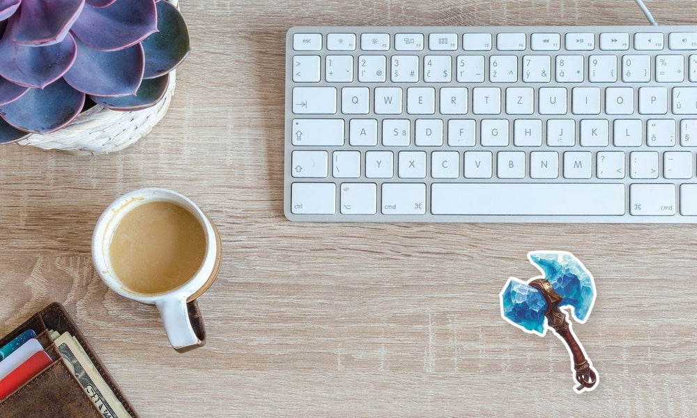 Ice Crystal Battle Axe Fantasy Sticker