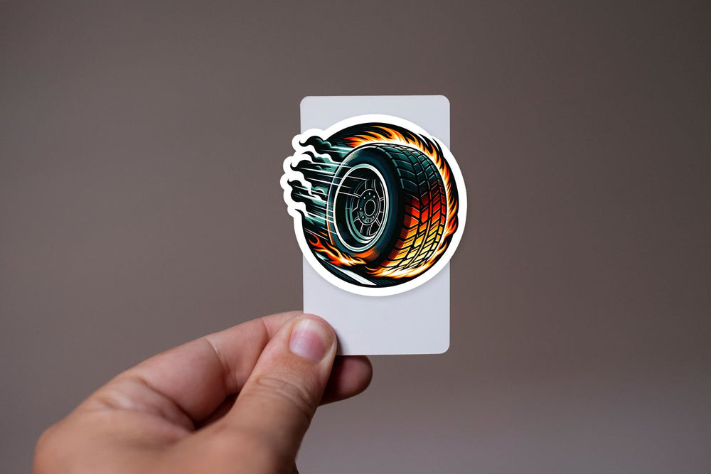 Burning Wheel in Motion Sticker
