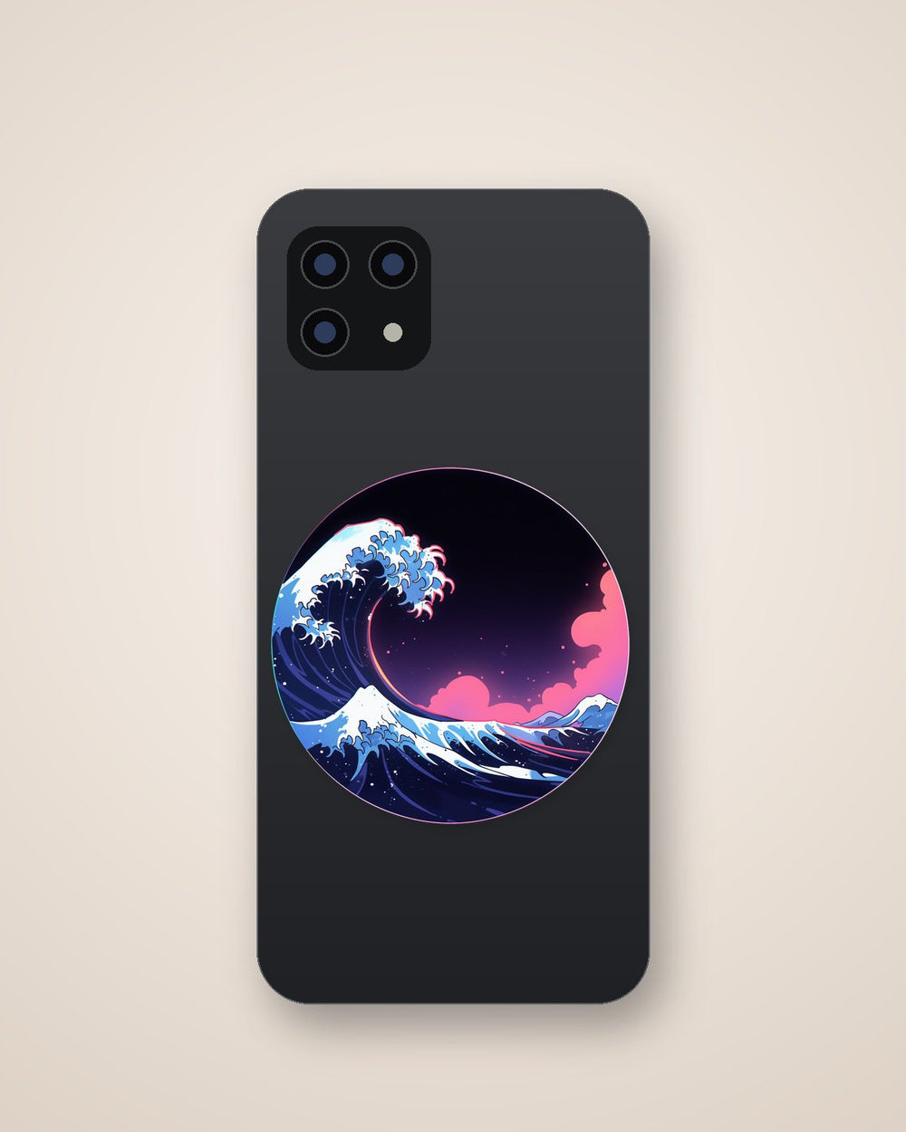 Aesthetic Japanese Great Wave Round Sticker