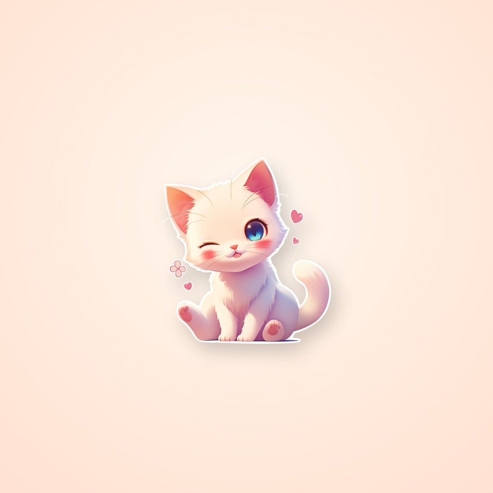 Adorable Kitten Winking Sticker