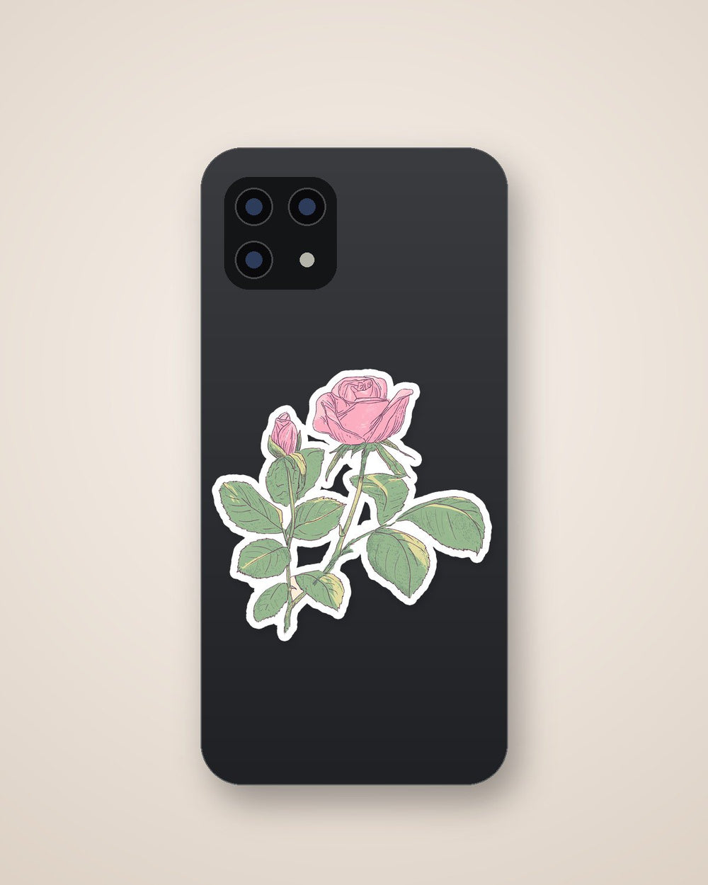 Vintage Pink Rose Botanical Sticker