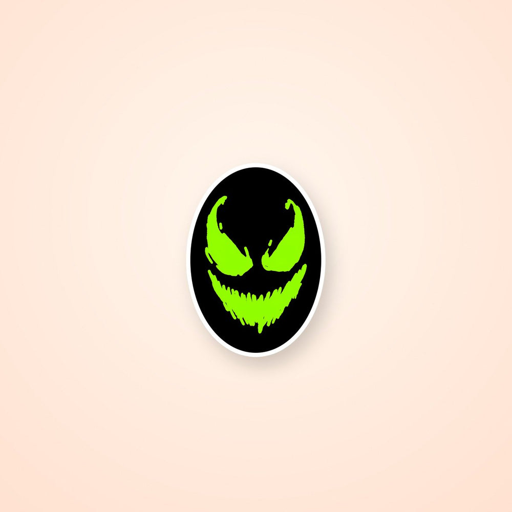 Neon Green Joker Smile Horror Face Sticker