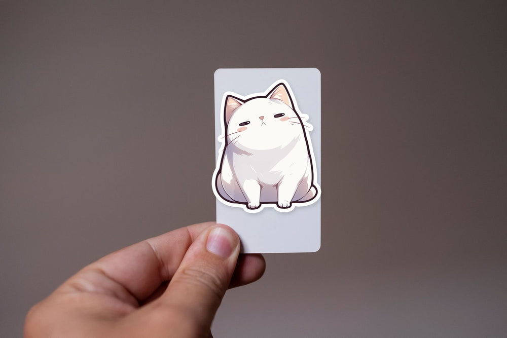 Cool White Cat Sticker