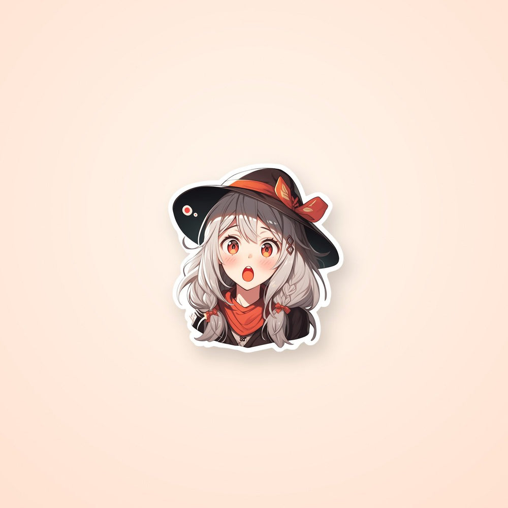Surprised Anime Girl in a Hat Sticker