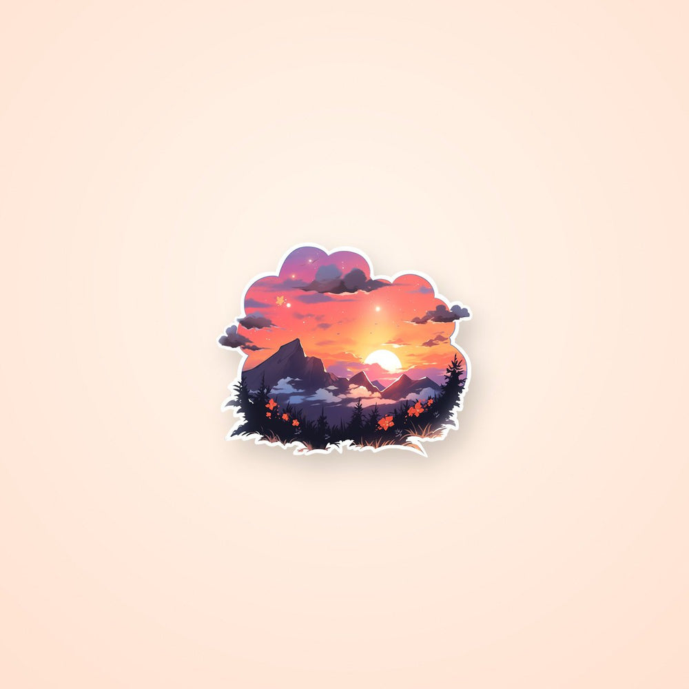 Orange Sunset in the Mountains Sticker
