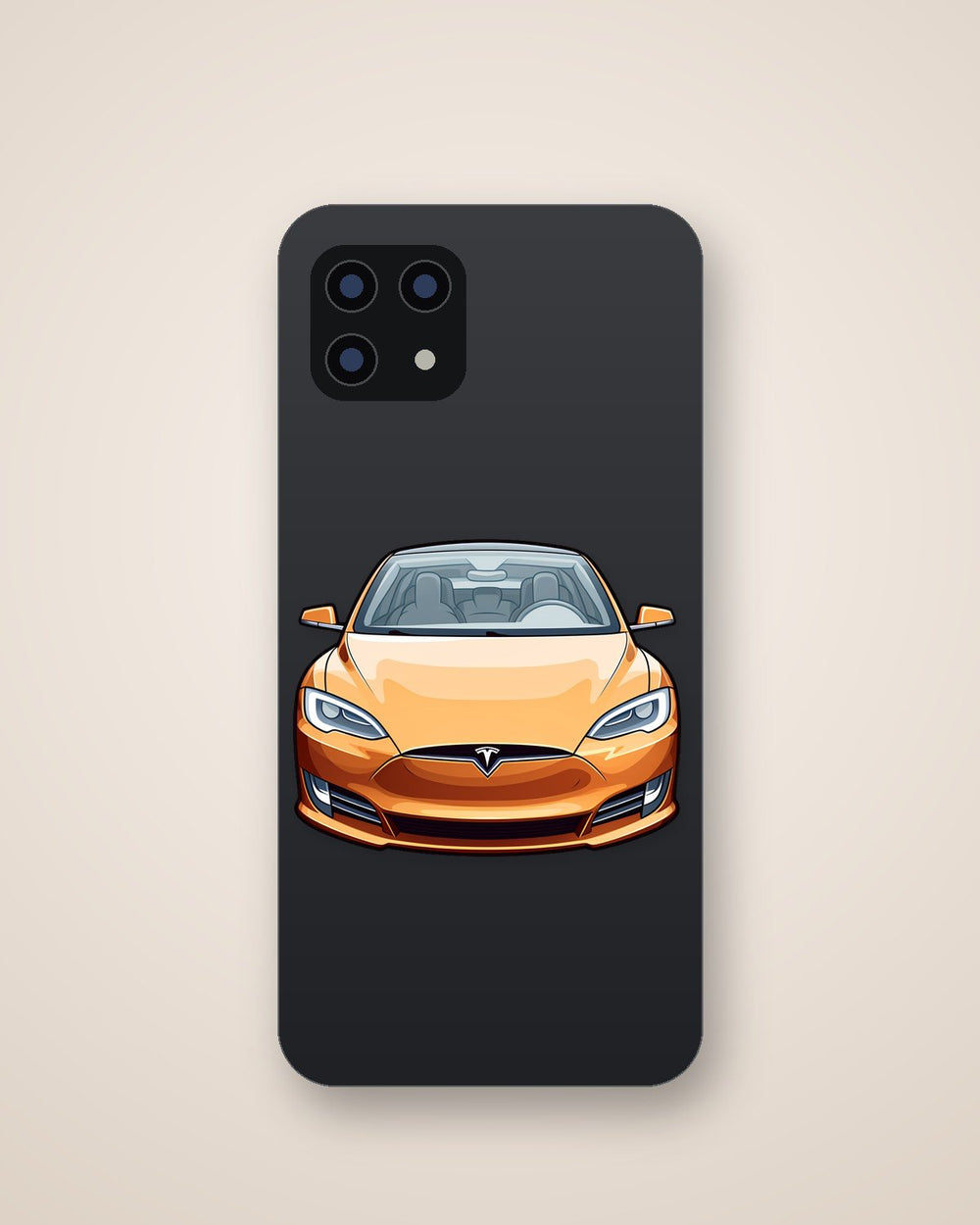 Orange Tesla Model S Front View Sticker