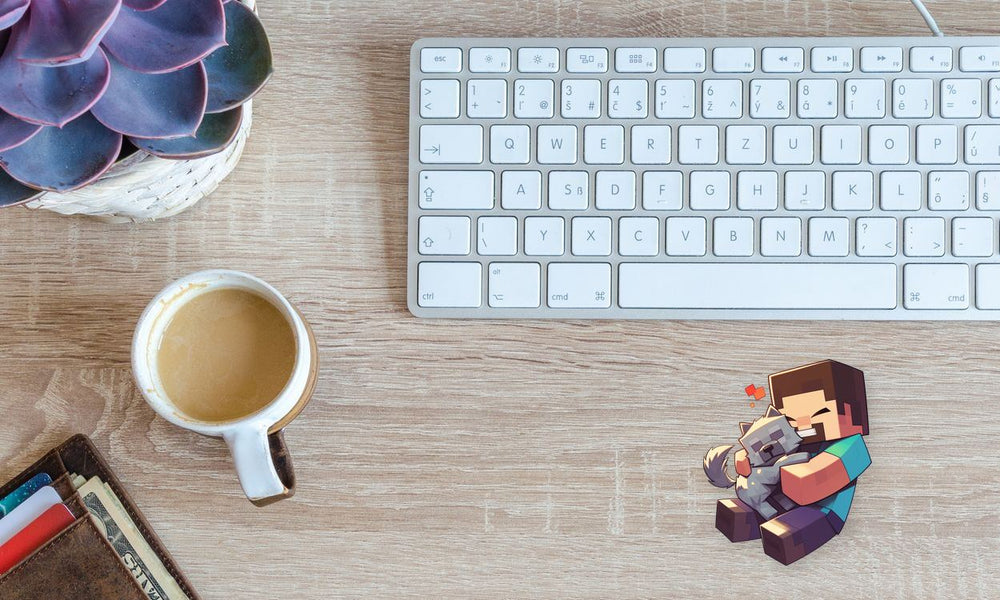 Minecraft Steve with Wolf Sticker