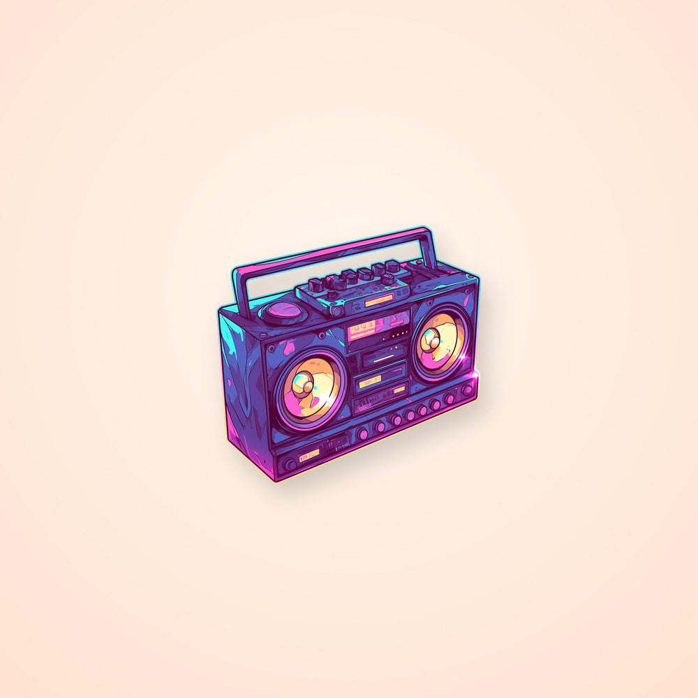 Purple Vintage Radio Sticker