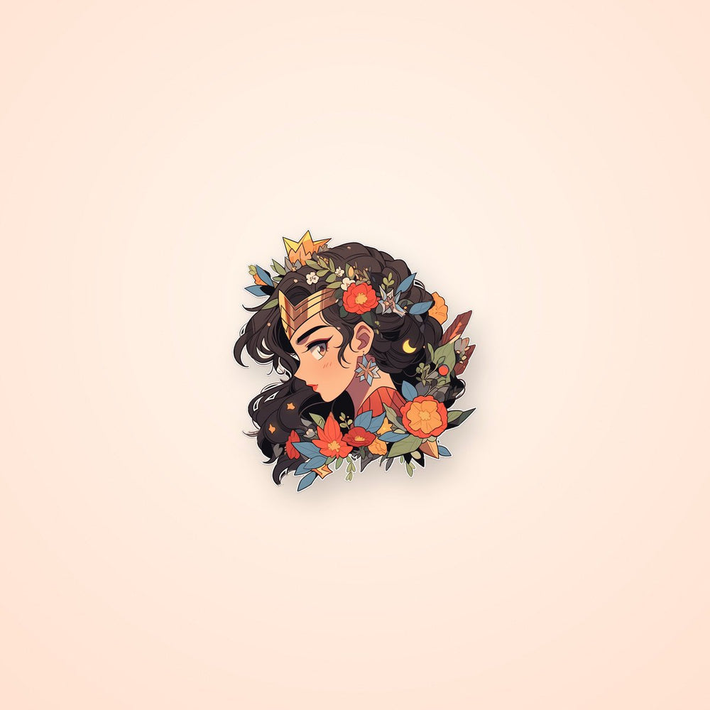 Wonder Woman with Flowers Comic Sticker