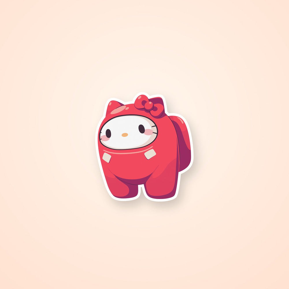 Hello Kitty Among Us Red Crewmate Cute Sticker