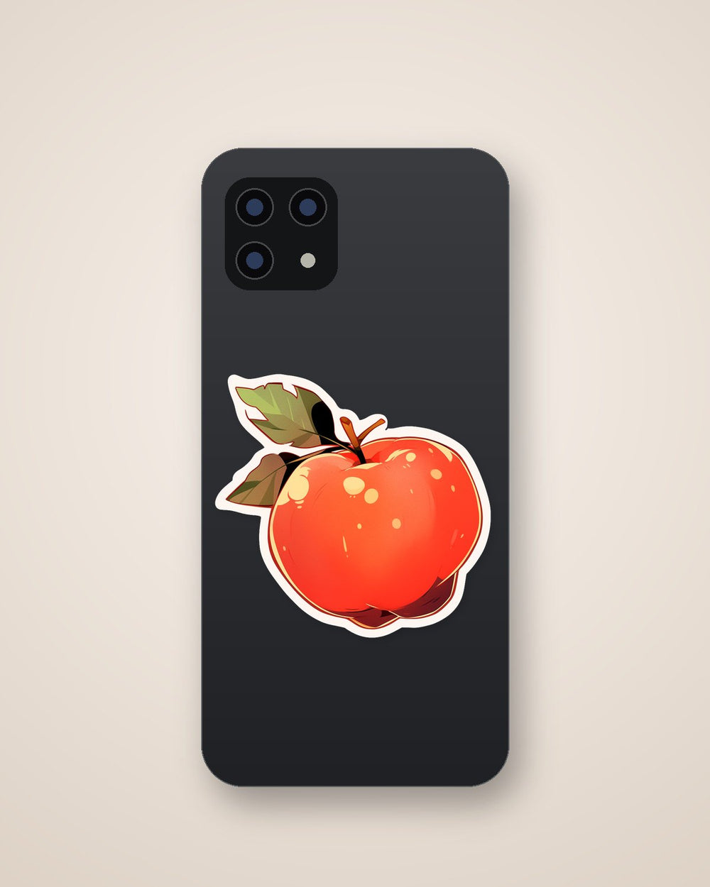 Aesthetic Red Apple with Leaves Sticker