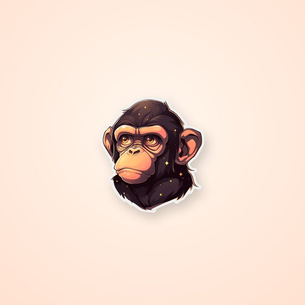 Brown Chimpanzee Head Sticker