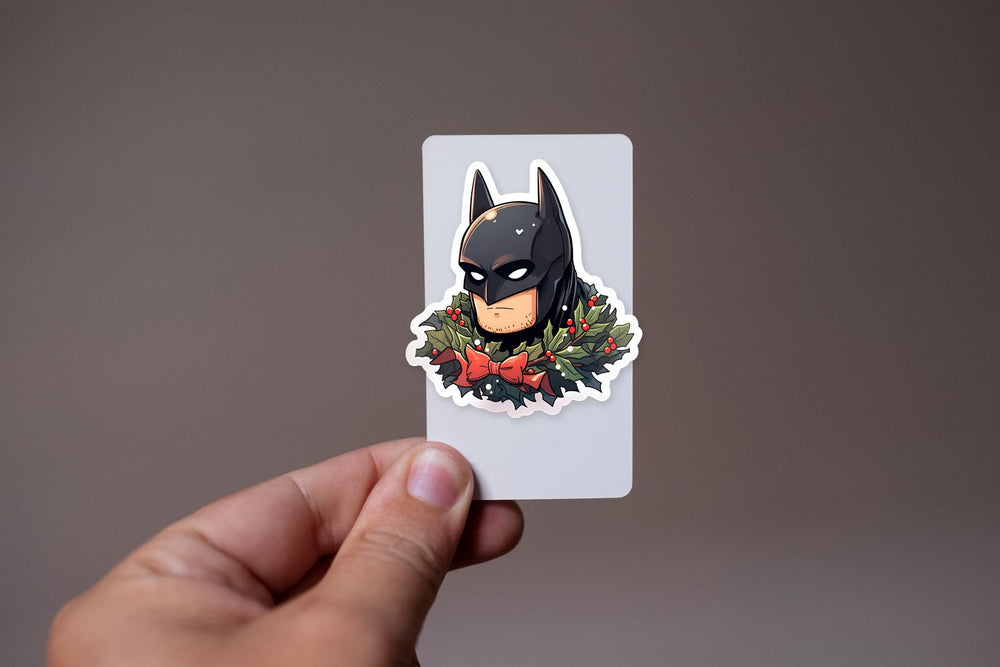 Batman with Christmas Holly Sticker