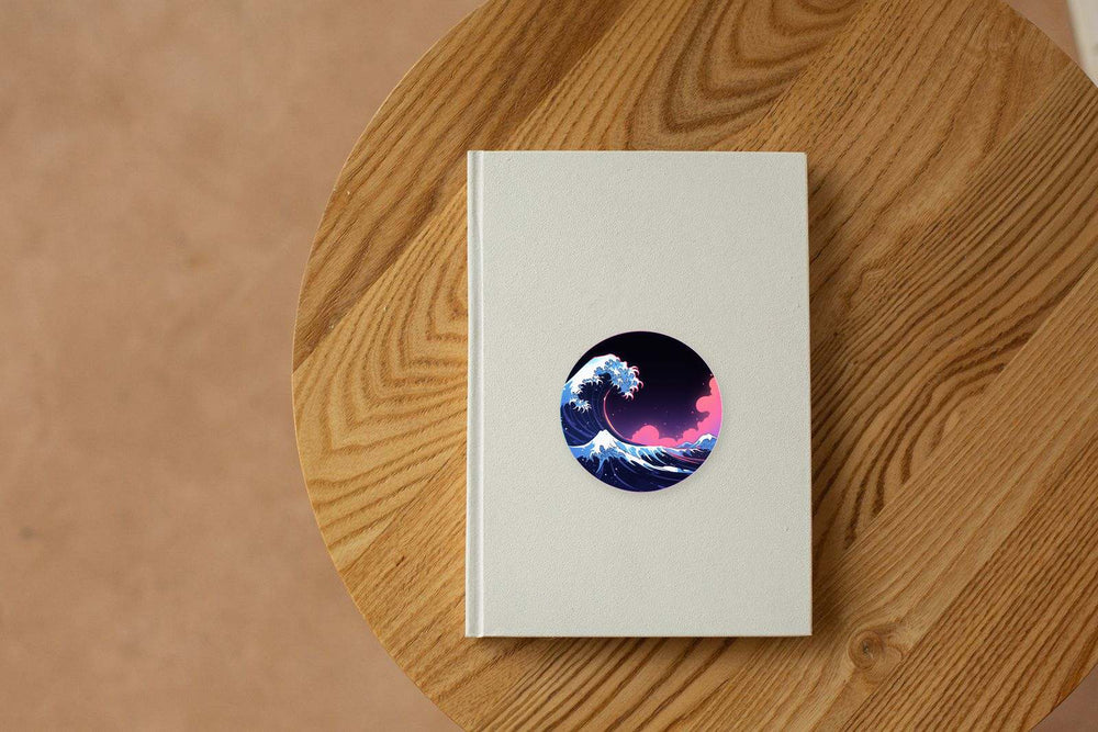 Aesthetic Japanese Great Wave Round Sticker