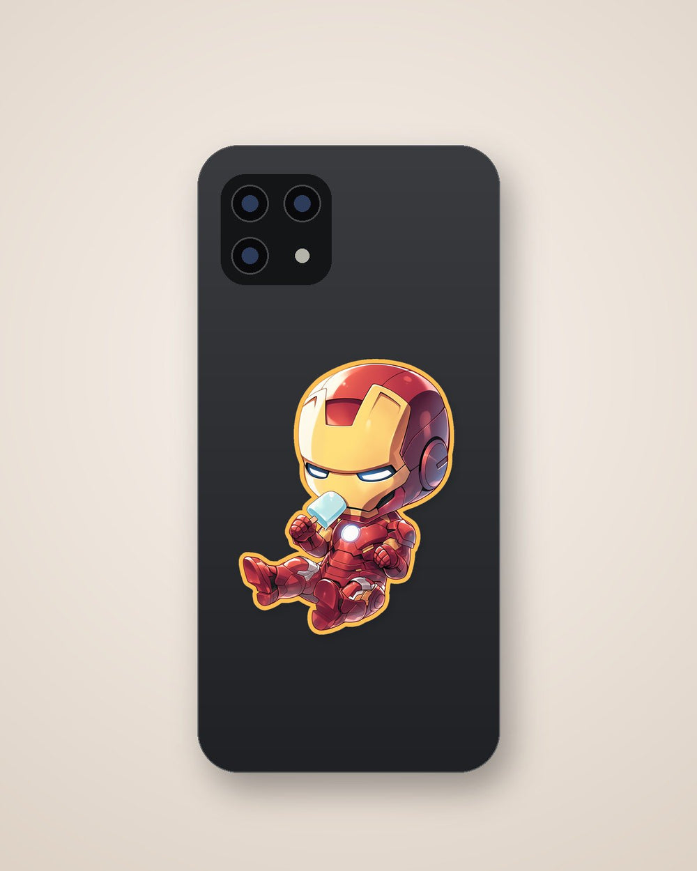 Chibi Iron Man Eating Ice Cream Sticker