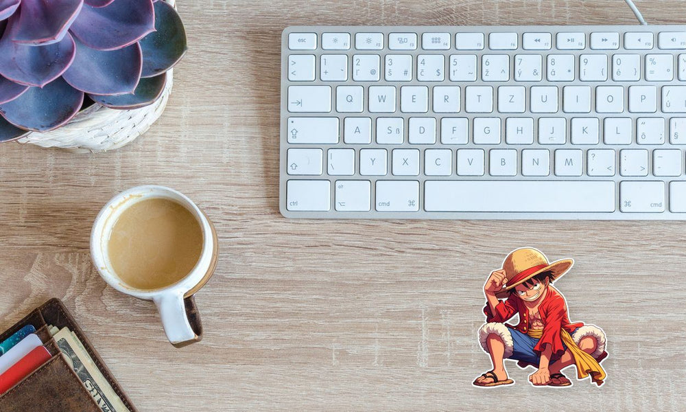 One Piece Monkey D. Luffy Squatted Down Sticker