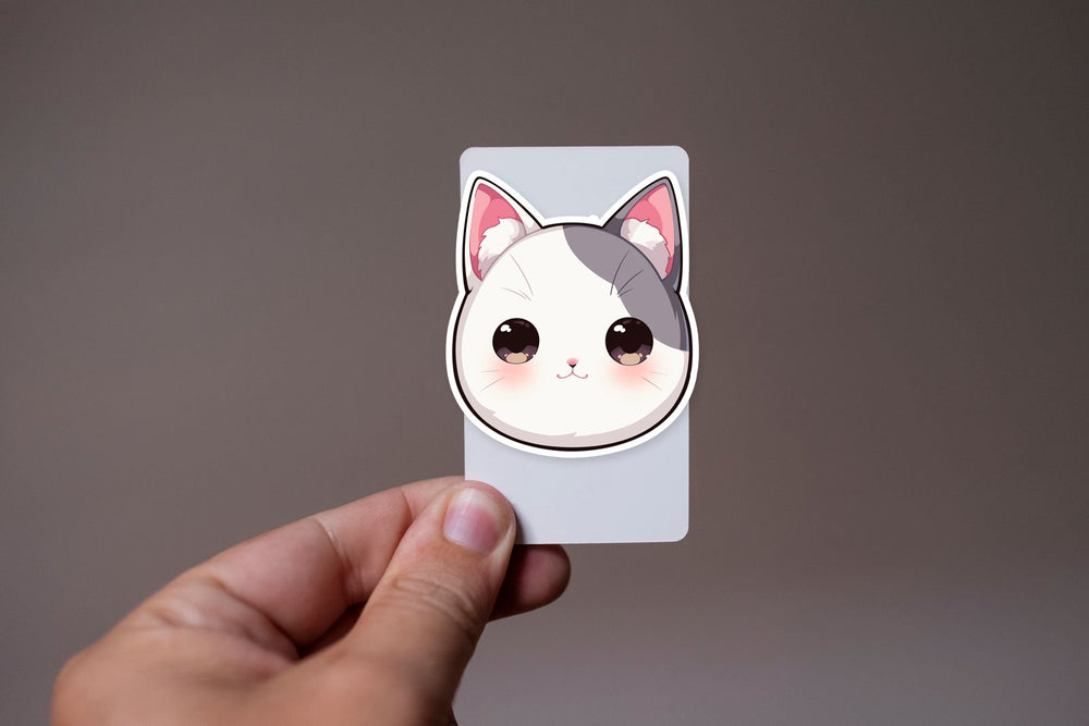 Cute Chibi White Cat Head Sticker