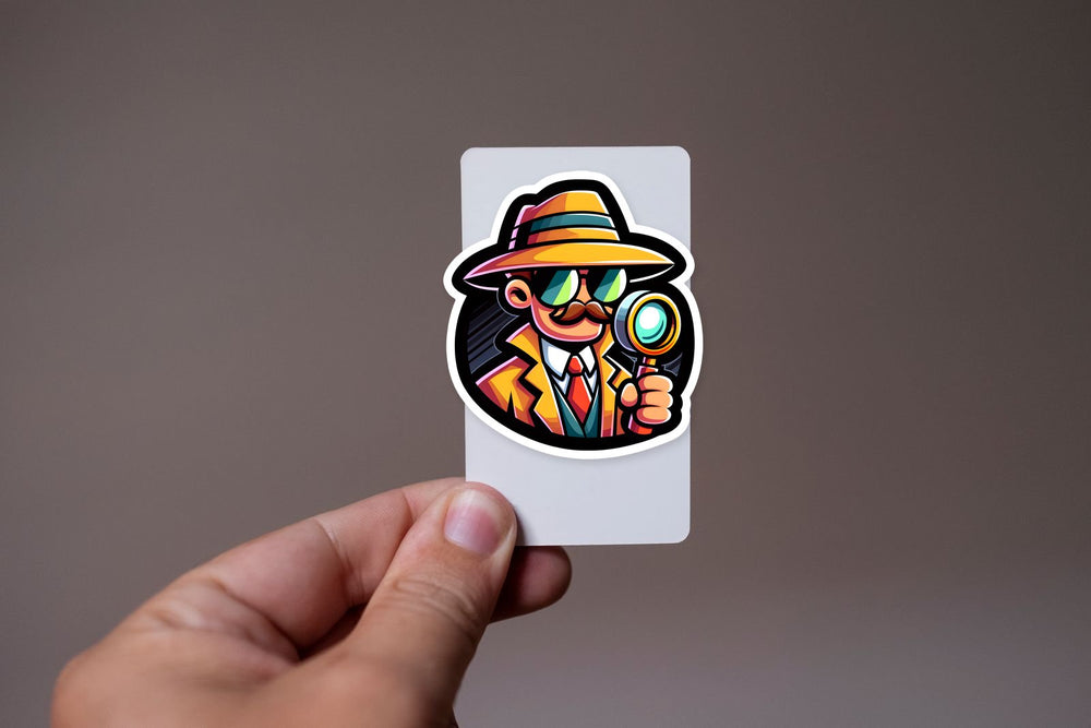 Detective with Magnifying Glass Art Sticker