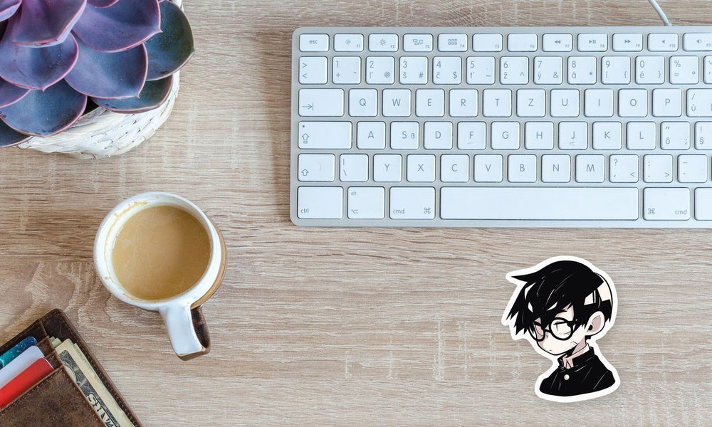 Mysterious Anime Boy in Round Glasses Sticker