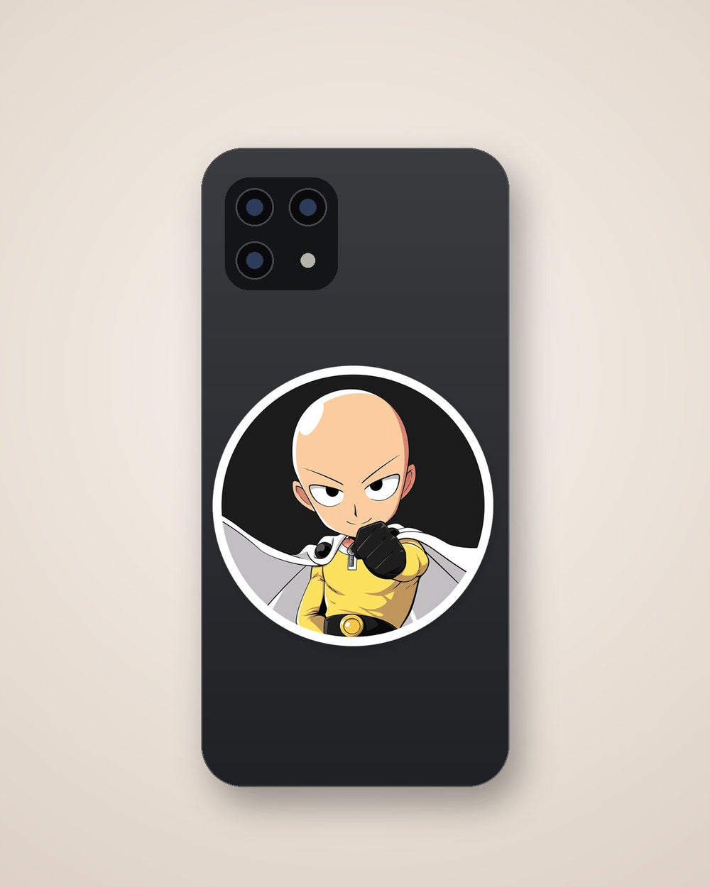 One-Punch Man Saitama Clenched Fist Black Round Sticker