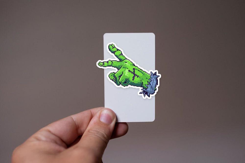 Pixel Green Zombie Hand Retro Game Sticker