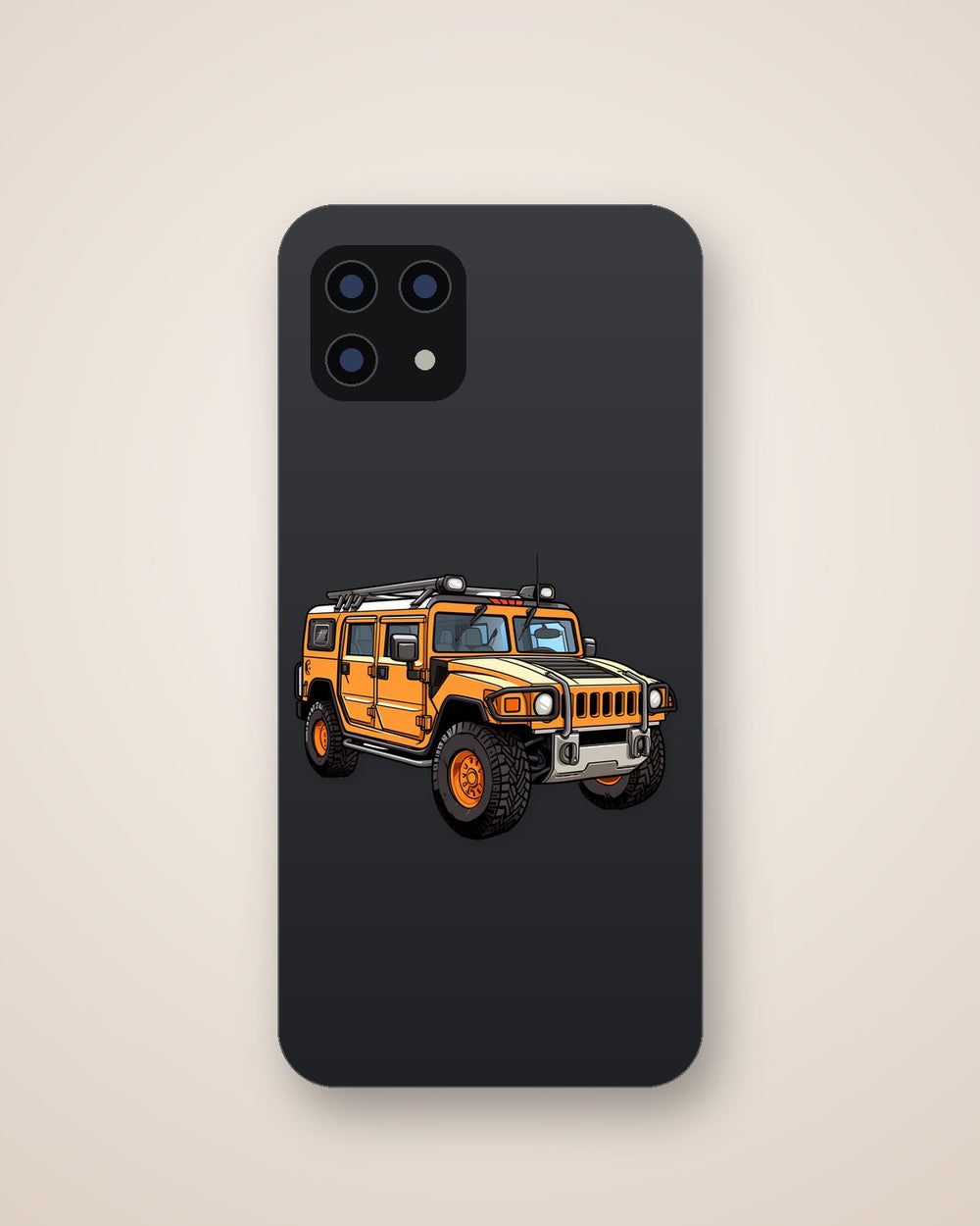 Orange Hummer H1 Cartoon Sticker
