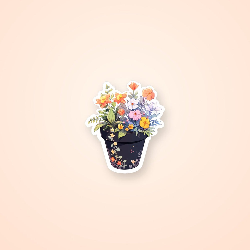 Beautiful Flowerpot with Flowers Sticker