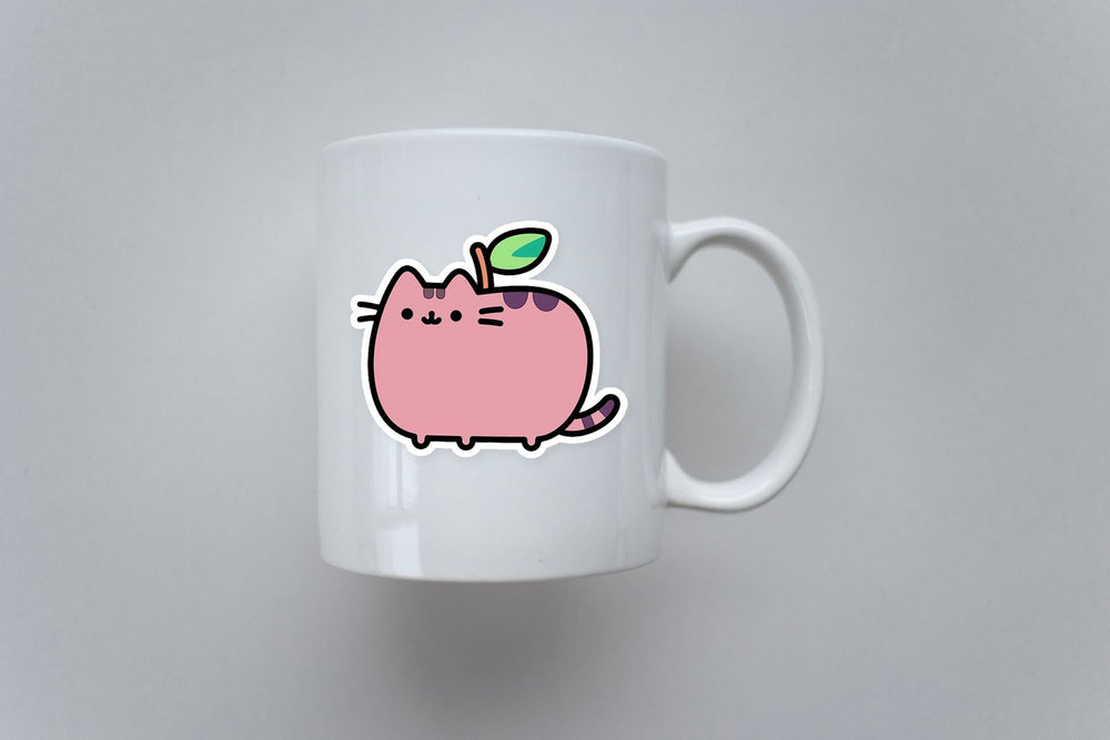 Cute Pink Pusheen Apple Cat Sticker