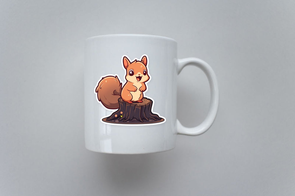 Cute Squirrel on Log Sticker