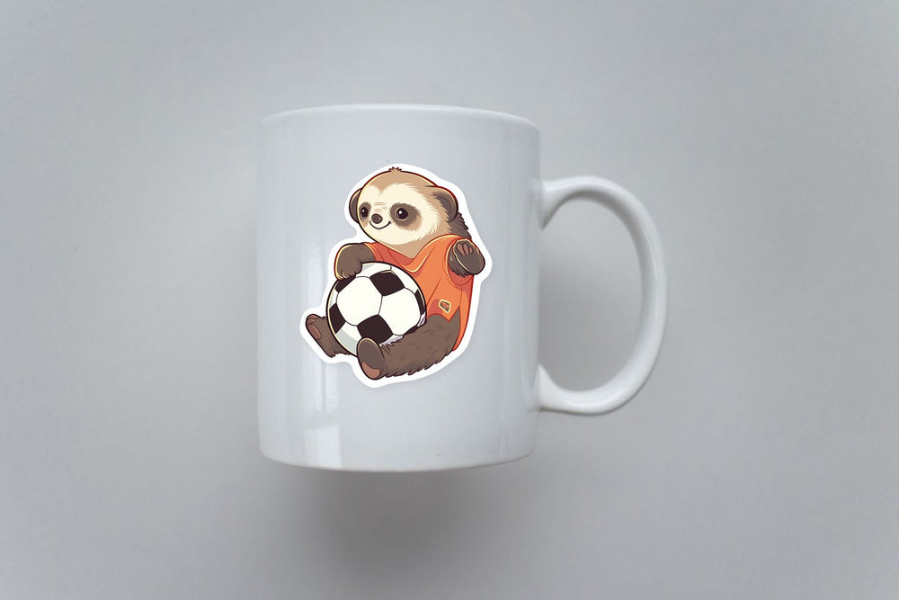 Sloth Sitting with Soccer Ball Sticker