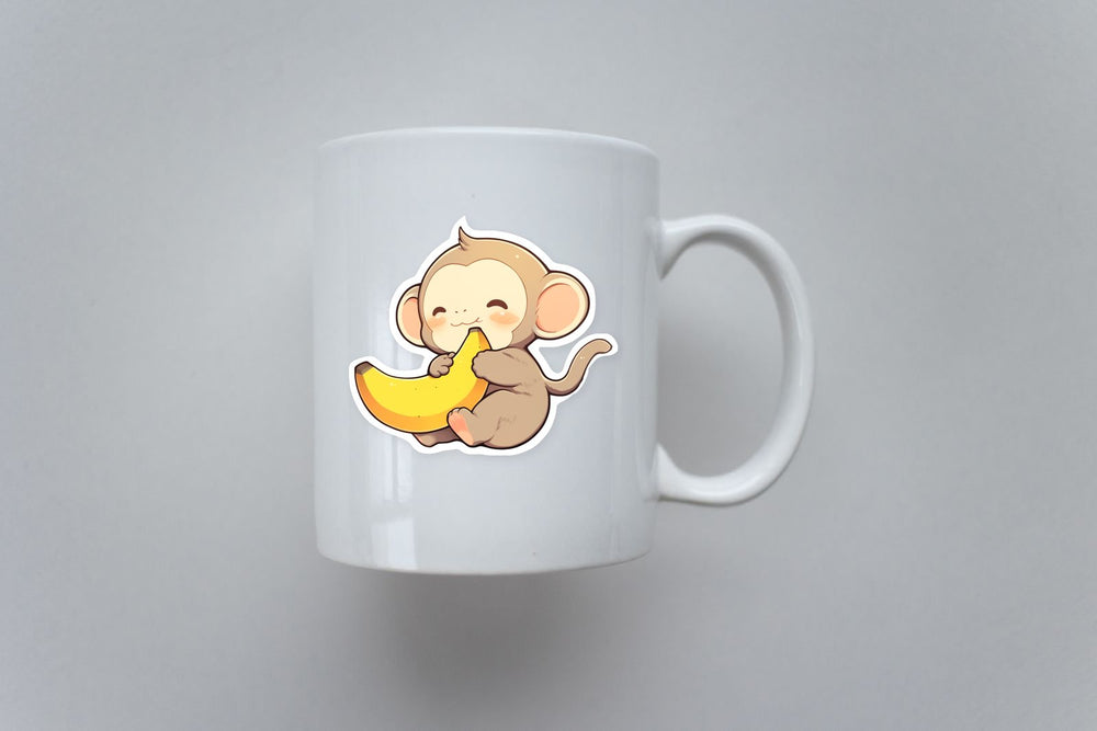 Cute Monkey with Banana Sticker