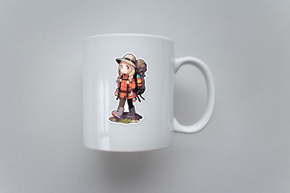Surprised Anime Girl Hiking Sticker