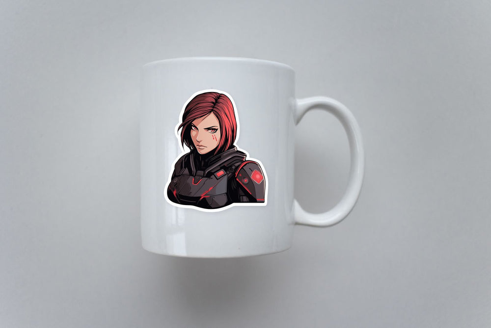 Commander Girl with Red Eyes Sticker