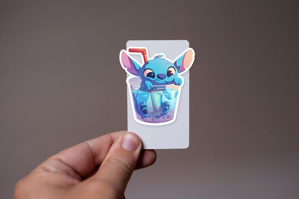 Stitch in Bubble Tea Cup Sticker