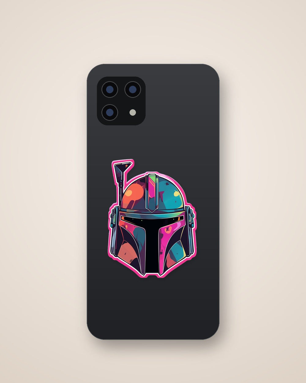 Star Wars Mandalorian Helmet Red Stroke Sticker