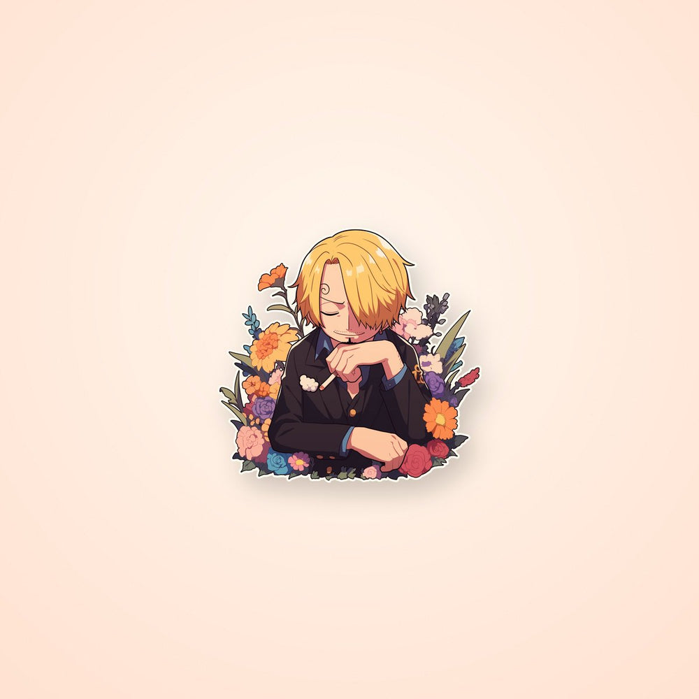 Sanji One Piece Floral Sticker