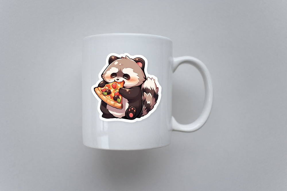 Cute Raccoon Eating Pizza Sticker