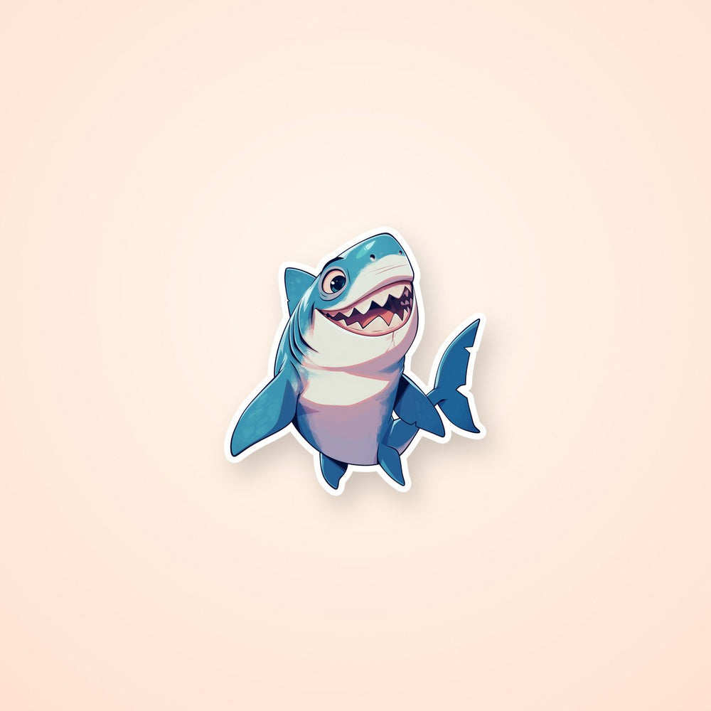 Happy Shark Cartoon Sticker
