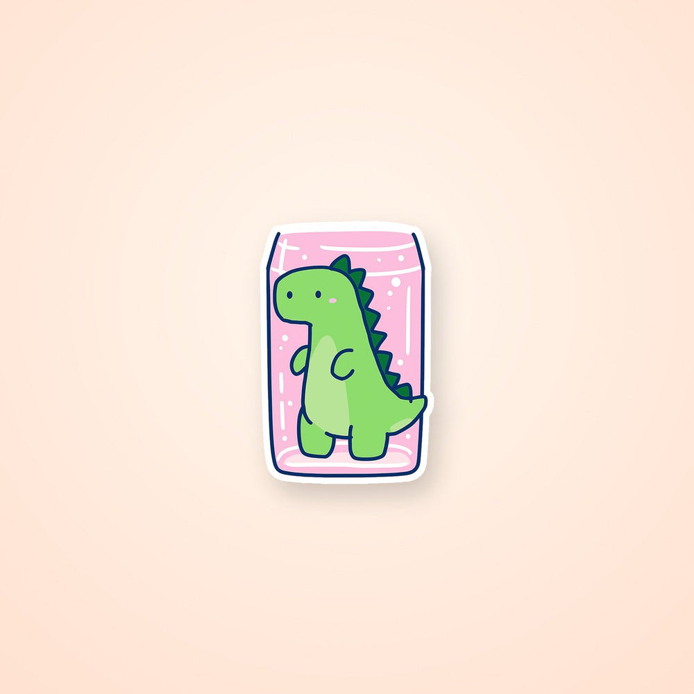 Cute Dinosaur Squished on Glass Kawaii Sticker