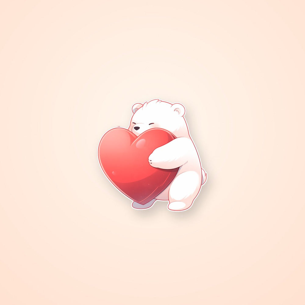 Bear Hugging a Giant Heart Sticker