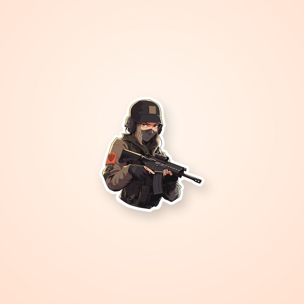 Army Girl with Guns Sticker
